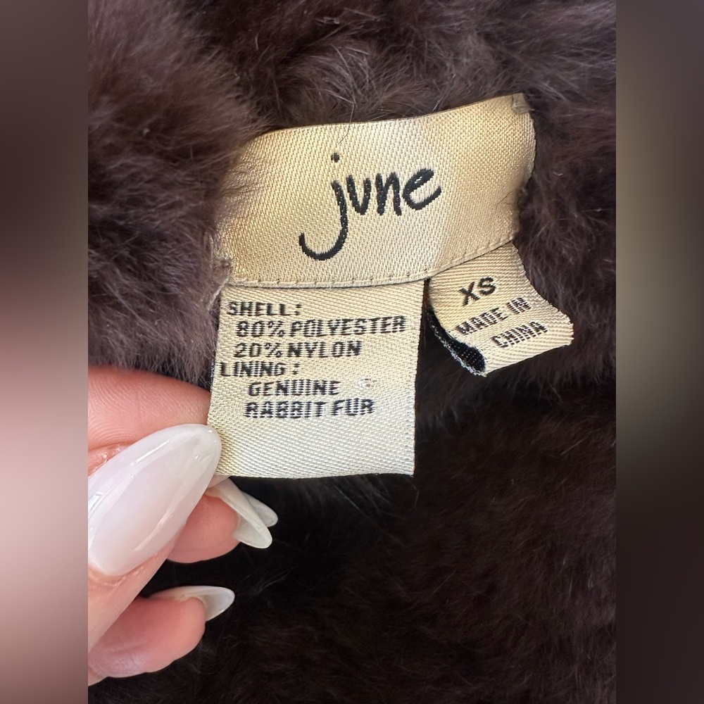 Revolve June Rabbit Fur Reversible Cropped Jacket in Brown - Picture 13 of 13